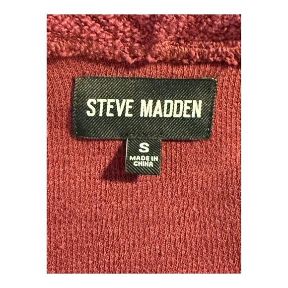 NEW STEVE MADDEN Women’s Small Slub Knit Jacket In Wine Waterfall Open NWOT - Picture 4 of 8